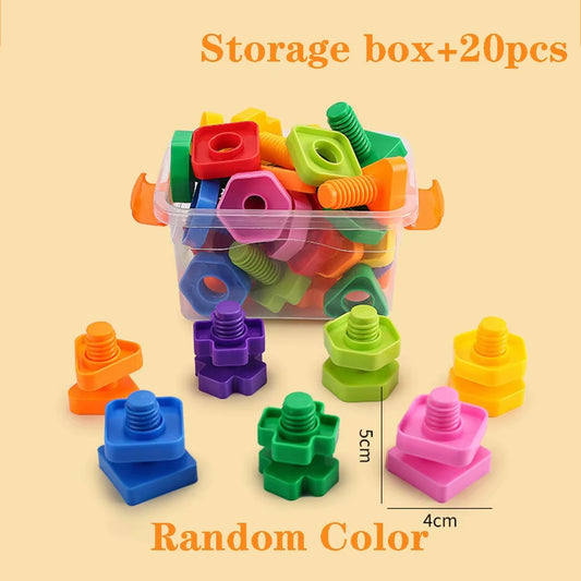 10/20Pcs Set Screwing Building Blocks Creative Mosaic Puzzle Toys for Children Plastic Insert Nut Shape Boys Educational Toy