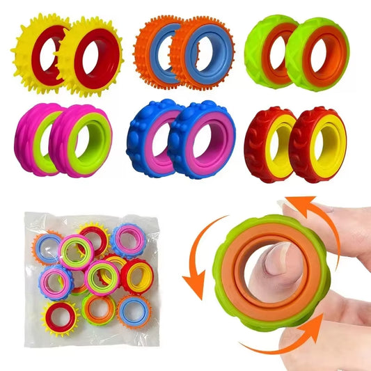 Silicone Rotating Fidget Ring Sensory Finger Spinner Anti-Anxiety Stress Relief Toy for Adults ADHD Autism Quiet Classroom Prize