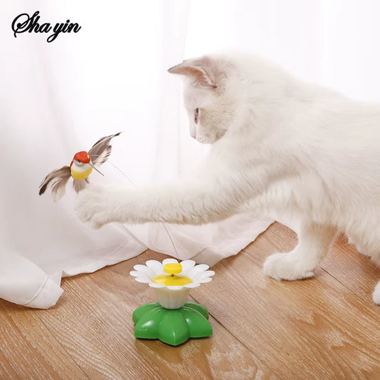 Electric Flying Bird Teasing Stick Automatically Spins around Hummingbird, Cat Self Hi Toy