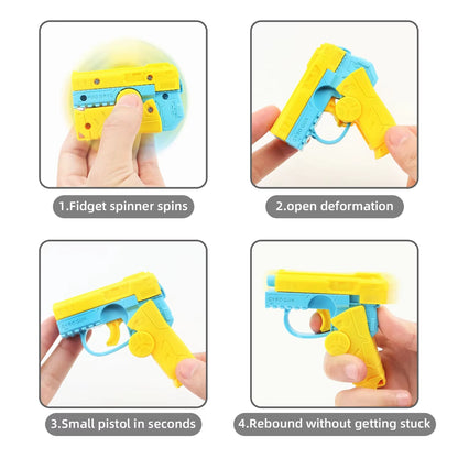 2 in 1 Deformed Fidget Spinner Toys Gun for Children Antistress Hand Spinner Vent Toy Funny Automatic Rebound Mini Gun Gyro Gift