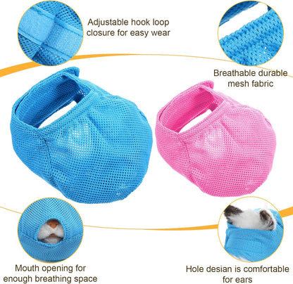 2Pcs Cat Muzzles Breathable Mesh Muzzles with Soft Mesh Covered, Cat Mask for Grooming, anti Bite anti Meow Prevent from Biting