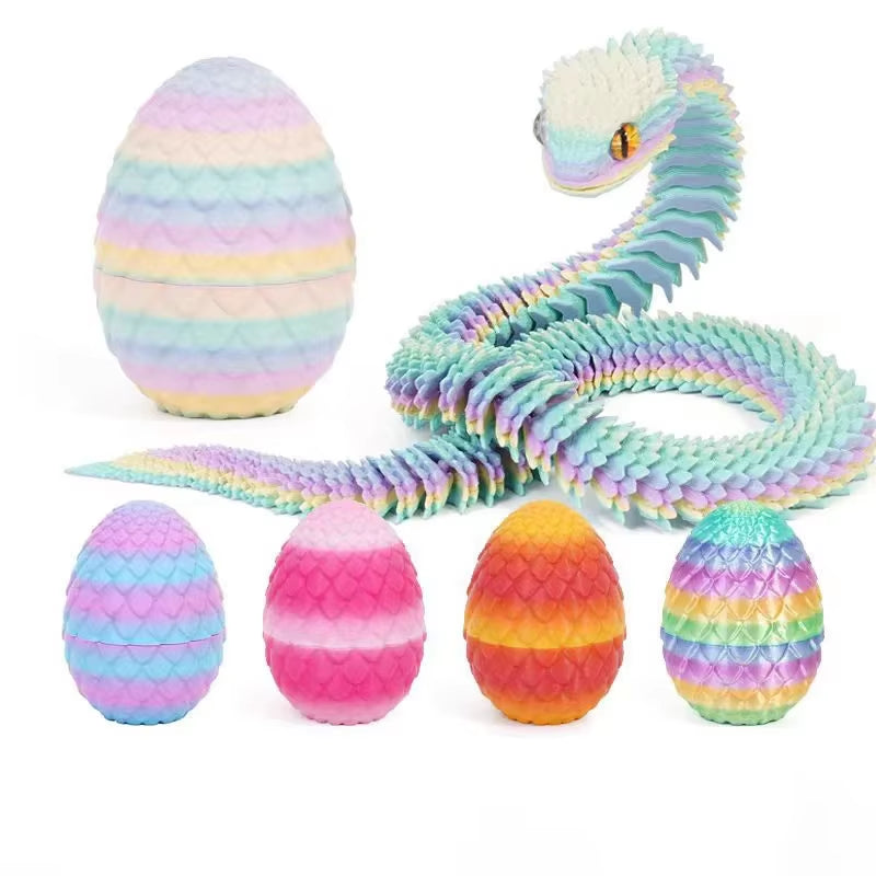 3D Printing Action Figure Snake Egg Toys Creative Stress Relief Anime Figures Moveable Rotation Desktop Ornaments Gift
