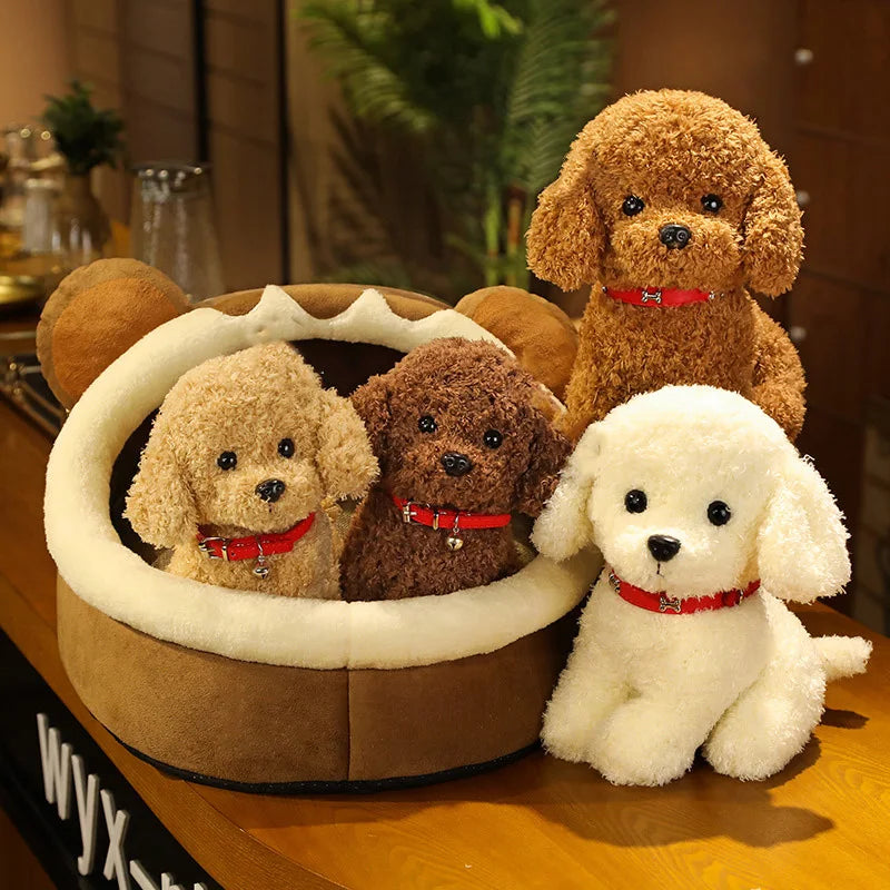 Puppy Teddy Dog Plush Toy Simulation Dog for Children'S Companion Toys, Realistic Plush Teddy Dog Plush Animal Home Decoration