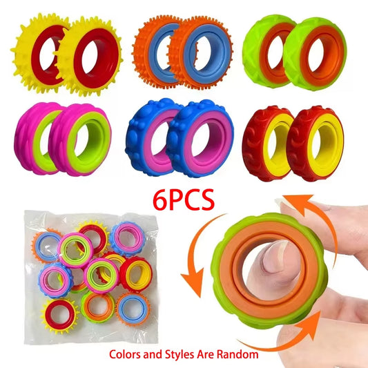 Silicone Rotating Fidget Ring Sensory Finger Spinner Anti-Anxiety Stress Relief Toy for Adults ADHD Autism Quiet Classroom Prize