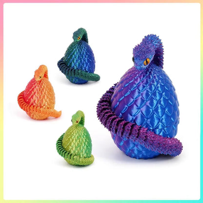 3D Printing Action Figure Snake Egg Toys Creative Stress Relief Anime Figures Moveable Rotation Desktop Ornaments Gift