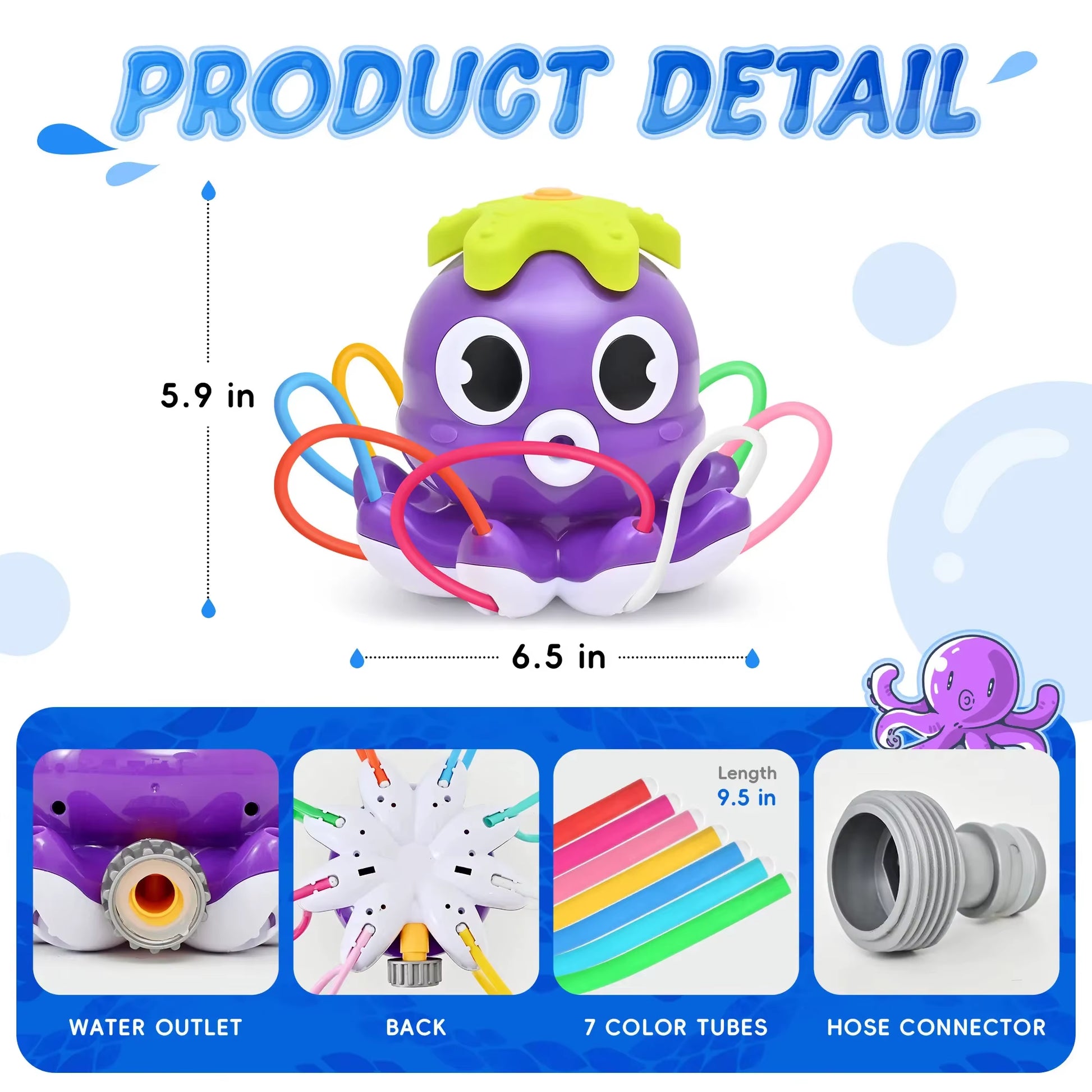 Sprinkler Rotating Spray Outdoor Games for Kids Garden Octopus Summer Water Toy Backyard Yard Cartoon Splash Baby Bath Toys Gift