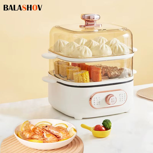 10.5L Electric Food Steamer Large Capacity Double Layers Multi Cooker Breakfast Maker Household Mini Steam Pot Cooking Machine