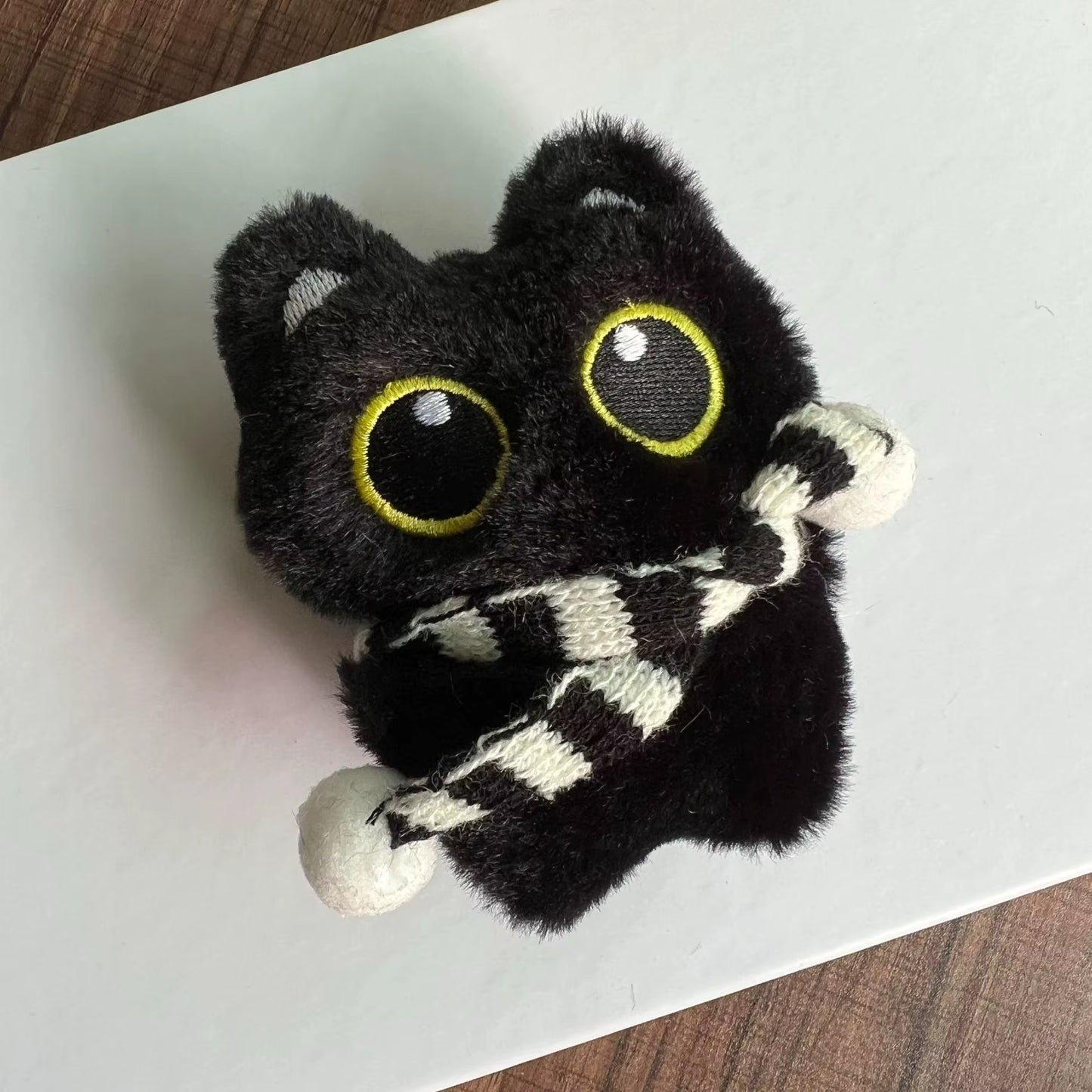 Cartoon Cute Black Cat Plush Keychain Squeaky Toy Squishy Bag Pendant Soft Stuffed Toy Ins Style Cuddly Cat Doll Boys Girls Gift