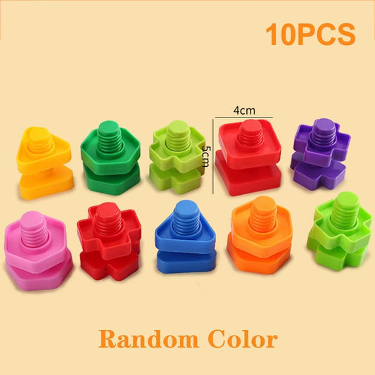 10/20Pcs Set Screwing Building Blocks Creative Mosaic Puzzle Toys for Children Plastic Insert Nut Shape Boys Educational Toy