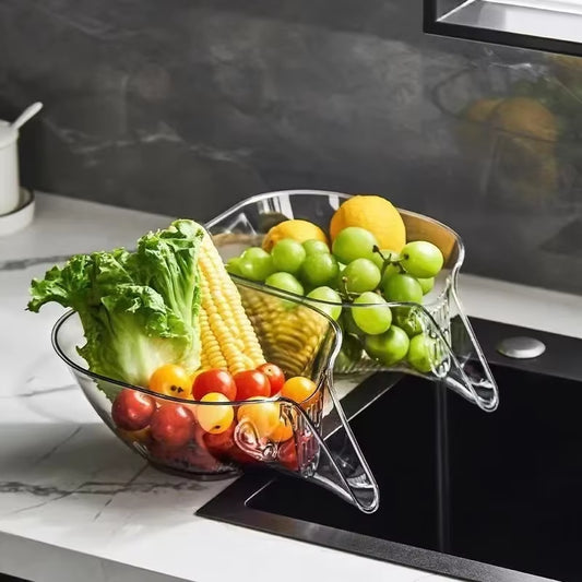 Multifunctional Drain Basket Drain Bowl Household Sink Vegetable Basin Kitchen Washing Fruit Plate Plastic