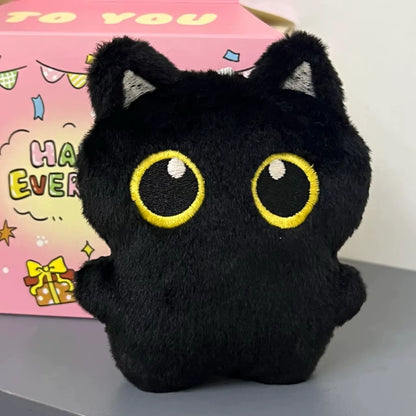 Cartoon Cute Black Cat Plush Keychain Squeaky Toy Squishy Bag Pendant Soft Stuffed Toy Ins Style Cuddly Cat Doll Boys Girls Gift