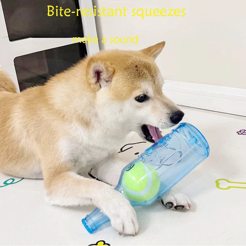 Pet Toy Dog Bite-Resistant Squeaky Tennis Ball Bottle for Self-Entertainment, Boredom Relief, Durable Chew Toy, Interactive Dog Toy