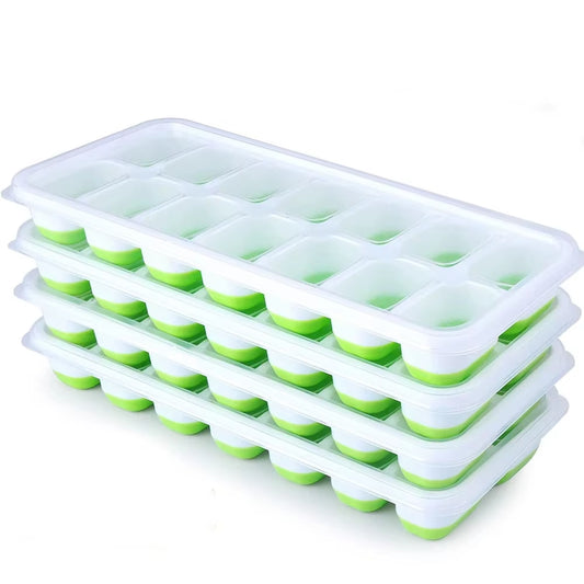 Ice Cube Tray Mold with Lid Silicone Square 14 Cube Easy Release Ice Cube Molds Summer Kitchen Bar DIY Iced Cocktail Freeze Tool