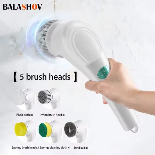 Wireless Handheld Electric Cleaning Brush USB Rechargeable Electric Rotary Scrubber Multifunctional Cleaning Gadget Household